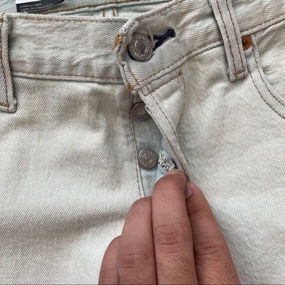 LEVIS 501 DENIM JEANS LIGHT WASH 30X29 DOODLE ART - Picture 9 of 10